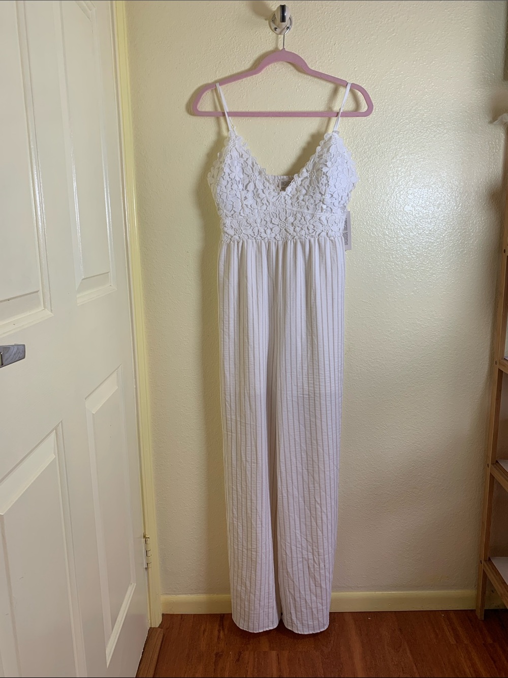 NWT Derek Heart White Lace Bodice Spaghetti Strap Romper Jumpsuit, Size XL